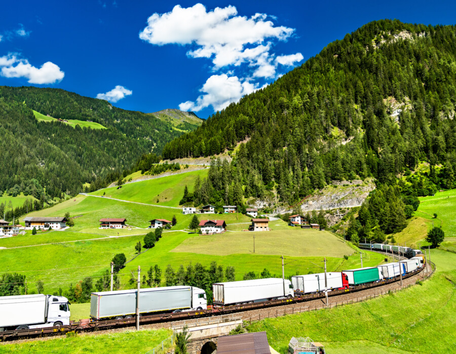 Trucks Crossing The Alps By Rai At The Brenner Pass